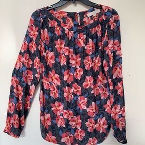🌺 Loft Top Blouse Size Medium Long Sleeve NWOT Colorful Beautiful